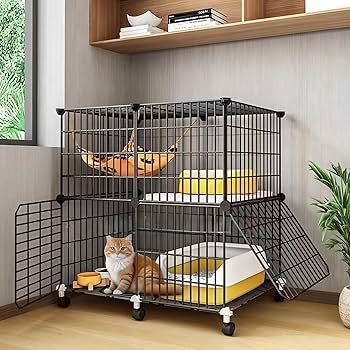 Amazon.co.jp: 猫ゲージ 2段 ペット キャットケージ ネコ ケージ